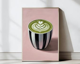 Impressions numériques Matcha Latte, art mural café, art mural café, affiche de café, cadeau café, art de cuisine, déco bar, téléchargement numérique