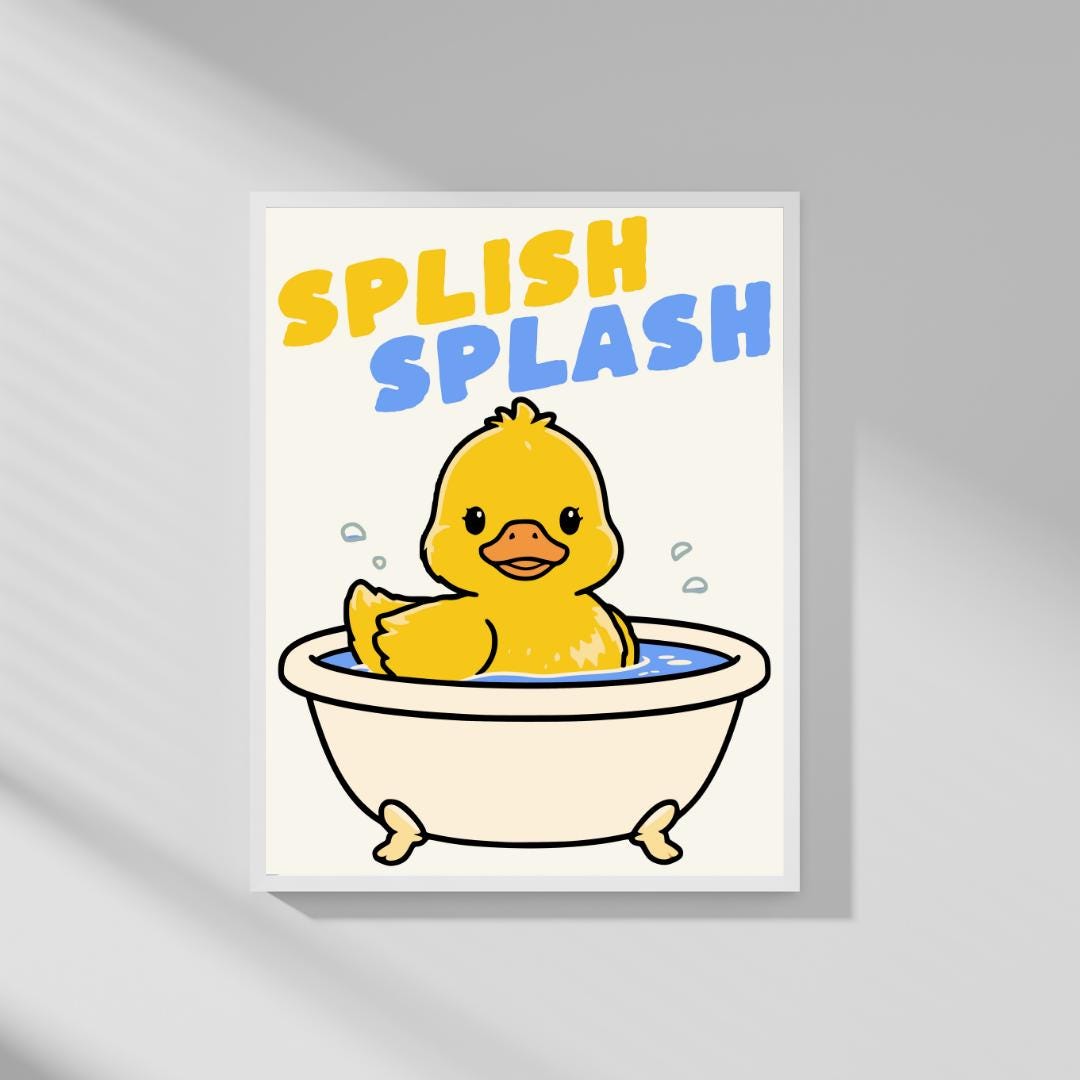 Bath Rubber Duck Bathroom Wall Art, Funny Kids Bathroom Decor, Retro ...