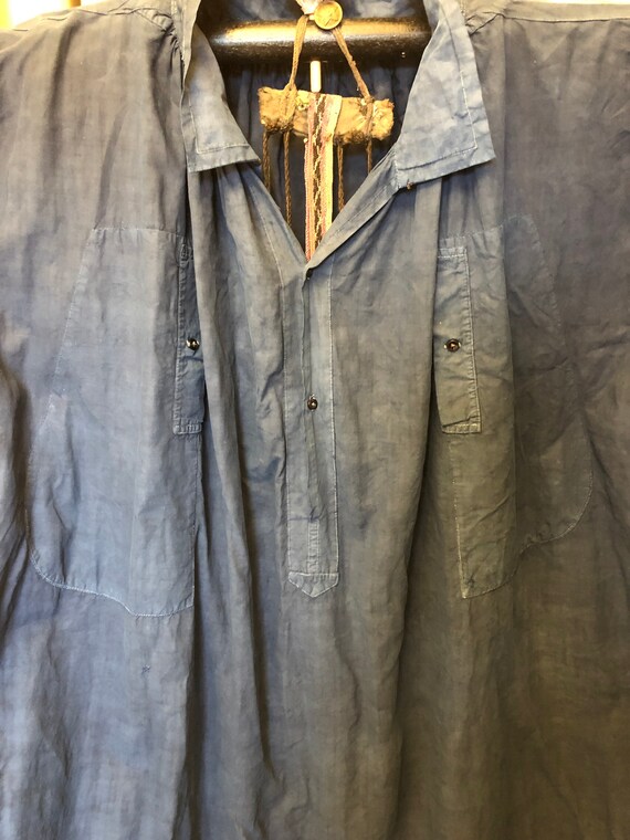 Indigo Antique French Linen Biaude - Etsy Canada