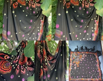 Antique embroidered silk shawl