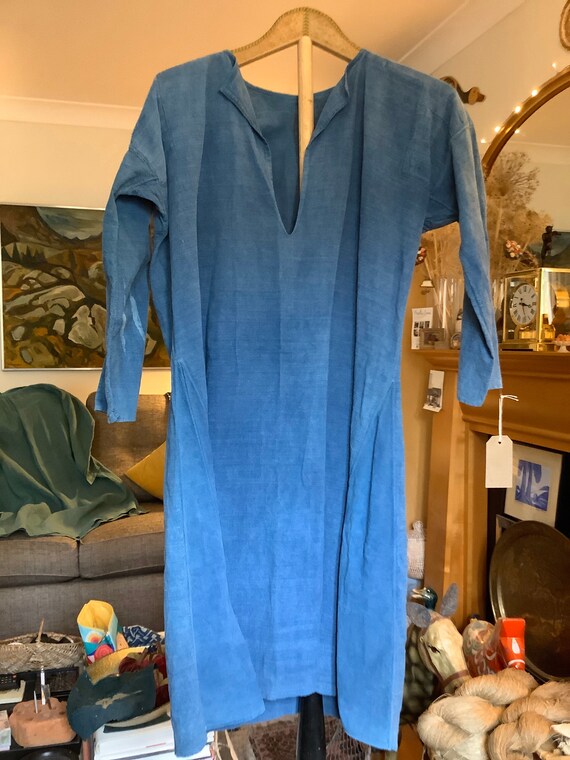 Natural indigo dyed French artisans smock