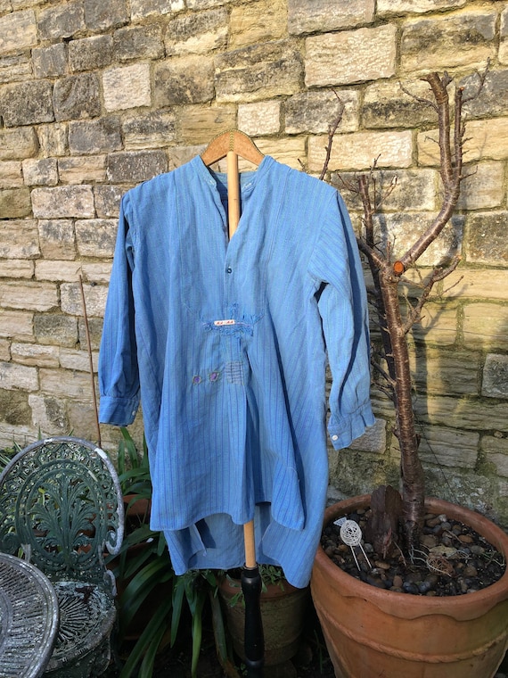 Antique French long tailed farmers shirt