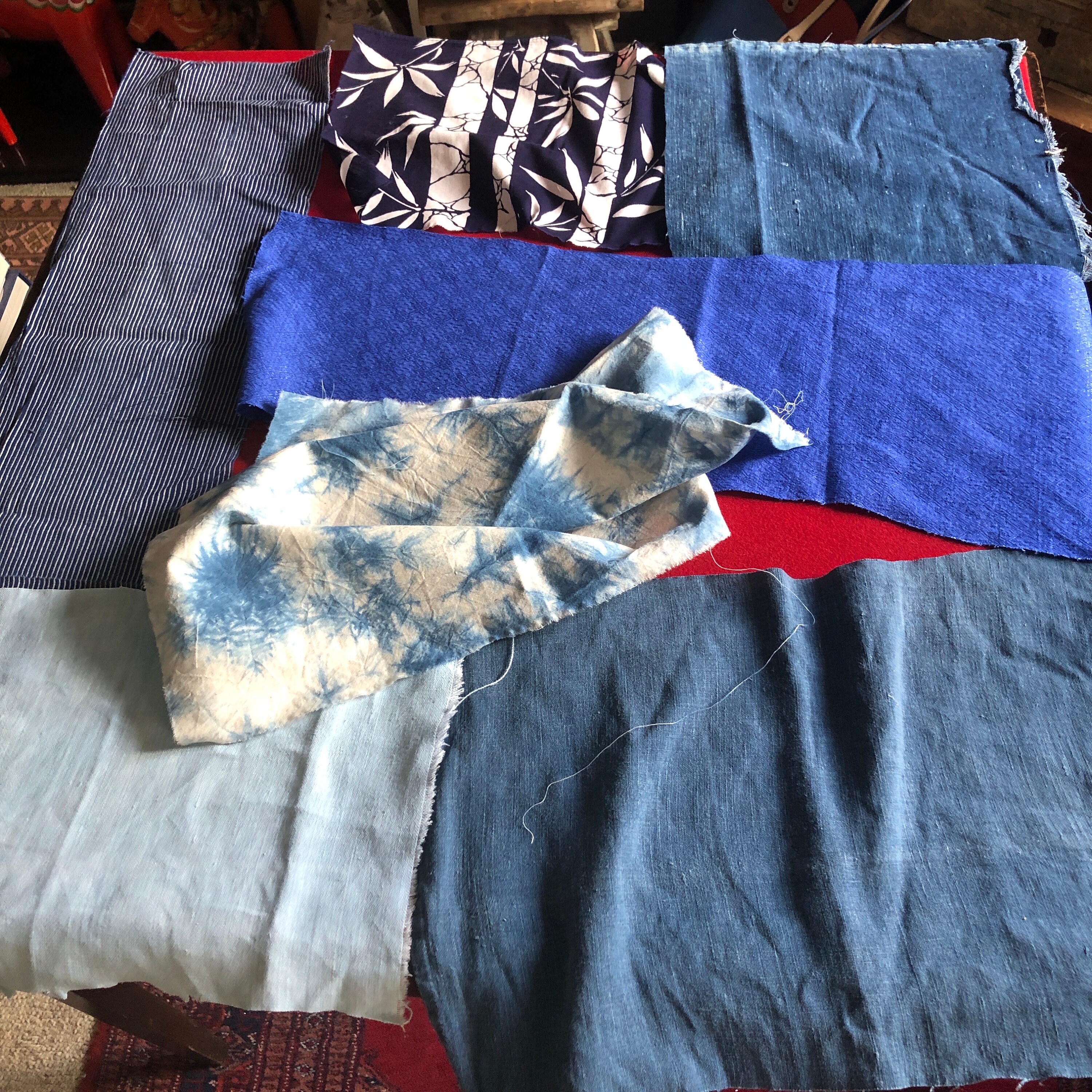 ビンテージファブリック Antique and Vintage Boro Fabric for Journal Cover or Small Tote