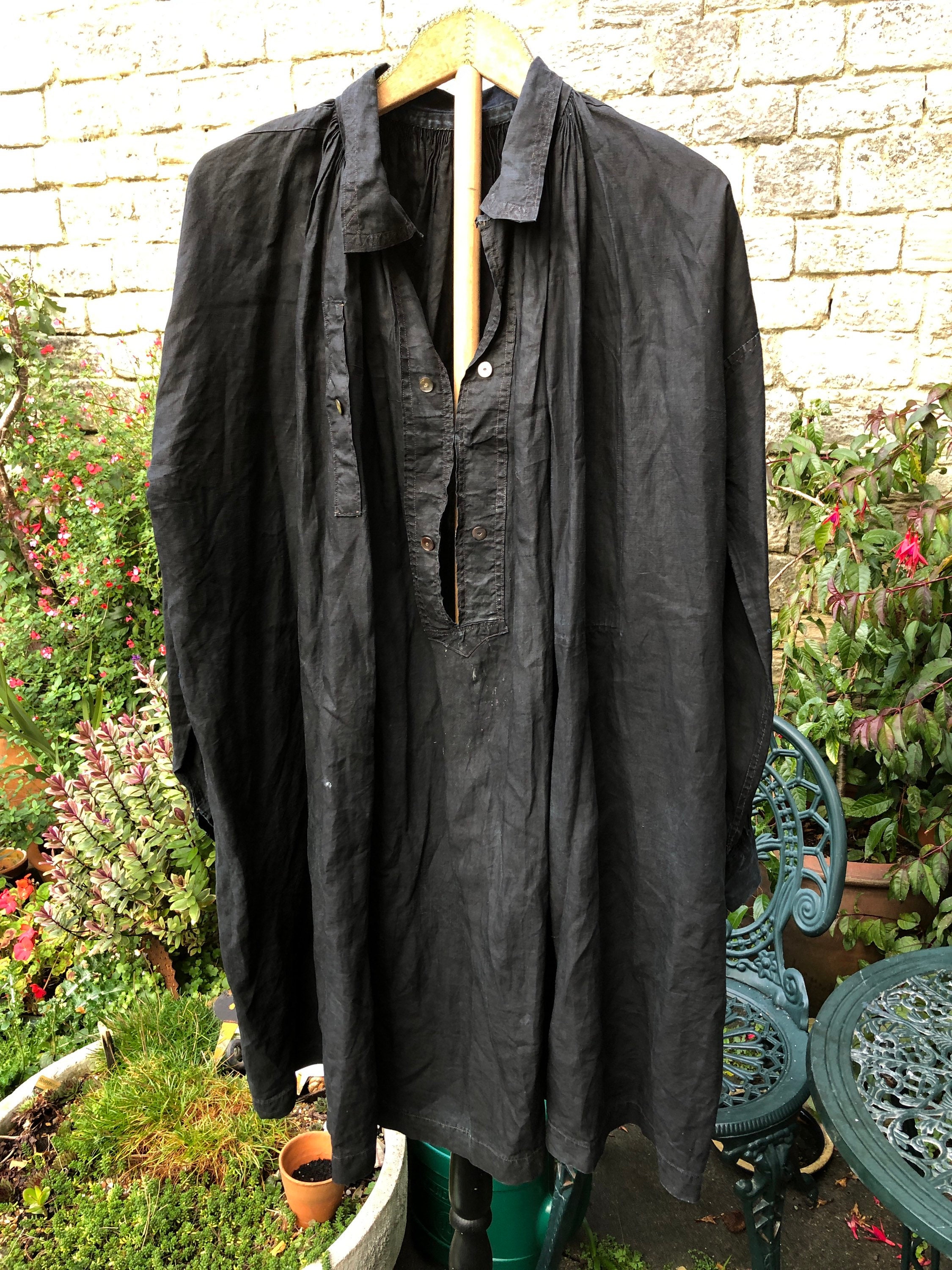 Indigo Antique French Linen Biaude - Etsy Canada