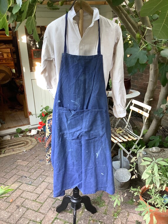 Antique French artisan indigo apron