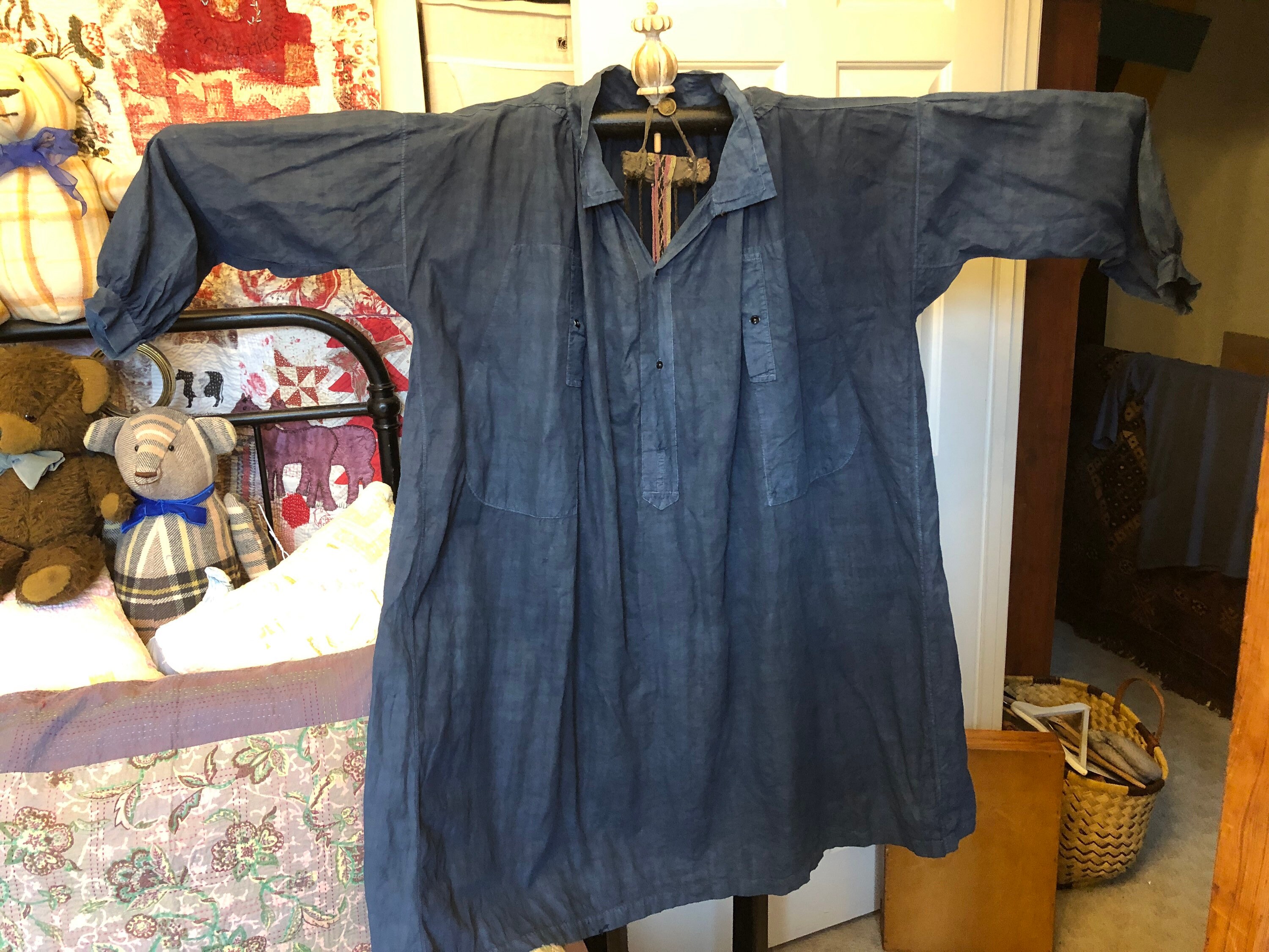 Indigo Antique French Linen Biaude - Etsy Canada