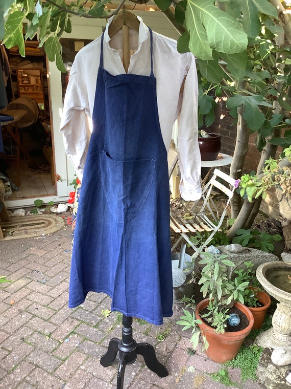 Antique French artisan indigo apron