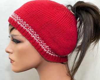 hat with pigtail holes