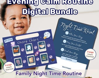 Toddler Chore Chart & Night Time Routine Checklist Bundle for Moms (Printable Digital Download)