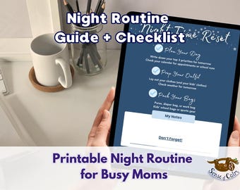 Night Time Routine Checklist: Calmer Bedtimes for Busy Moms (Printable Digital Download)