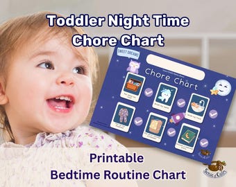Printable Kids Bedtime Routine Chart | Instant Download suited for approximate Ages 2–5 years | Toddler Chore Chart