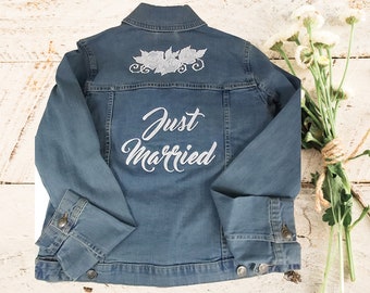 Veste en Jean Denim Mariage à Personnaliser | Veste en denim mariée | Veste en denim de mariage | Veste de mariée personnalisée