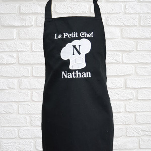 Tablier Noir  Enfant à personnaliser Le petit chef