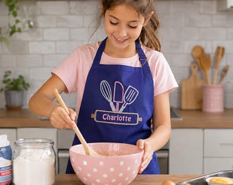 Personalized children's apron Montessori apron Montessori kitchen utensils Personalized Montessori apron Montessori cooking activities.