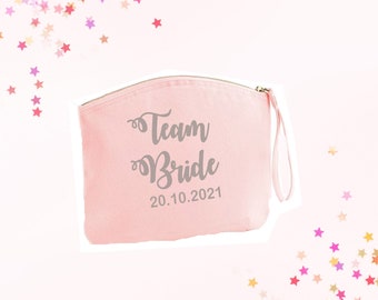 Pochette Trousse Rose Team Bride Cadeau EVJF