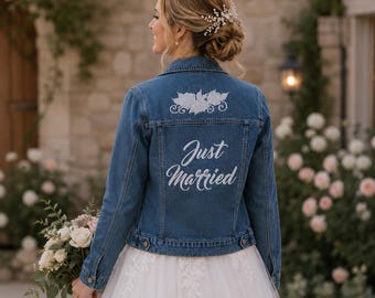 Personalized Wedding Denim Jacket, Bridal Denim Jacket, Custom Bridal Denim Jacket, Boho Wedding Souvenir