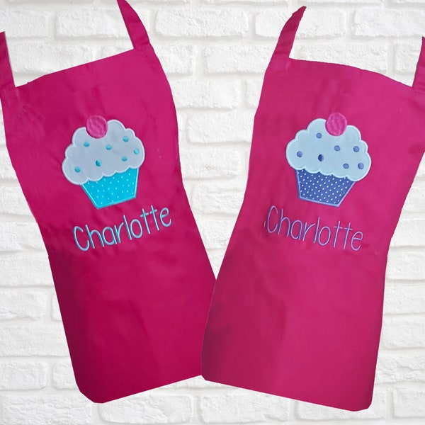 Tablier couleur Hot Pink à personnaliser avec motif cupcake gâteau Tablier Maman Tablier Fille Tablier Femme