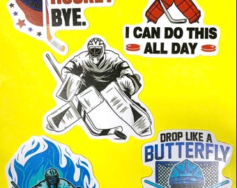 Funny Hockey Goalie Stickers - Waterproof Vinyl Decals Set of 5