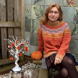 Crochet Pumpkin Sweater Pattern: Autumn Chevron Yoke (PDF Download)