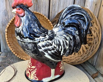 Vintage Otagiri 1981 Sitting Hen Ceramic Cookie Jar Handpainted