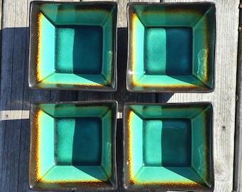 4pc Ceramic Square Bowls, Black and Turquoise, Better Homes and Gardens Set