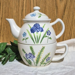 Vintage Stacking Teapot and Cup, JKL Tea Set for One