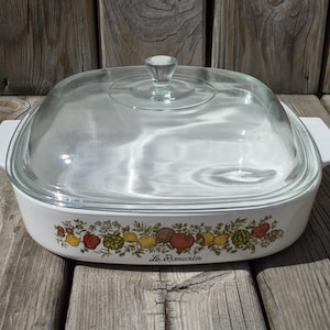 Vintage Spice o' Life Corning Ware Casserole Pan w/ Pyrex Lid, Le Romarin, A-10-B