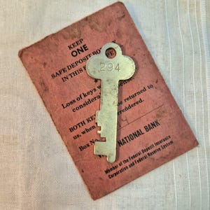 Vintage Safe Deposit Key w/ Envelope, Diebold Inc, Valley National Bank