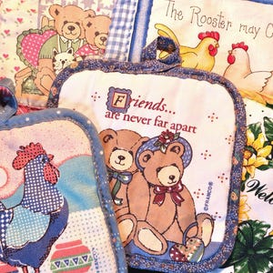 Vintage Country Pot Holders Hot Pads 1980s–2000s Farmhouse Kitchen Decor