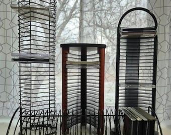 TALL Wire 1990s CD Tower - Vintage, Holder, Rack, Storage, Black