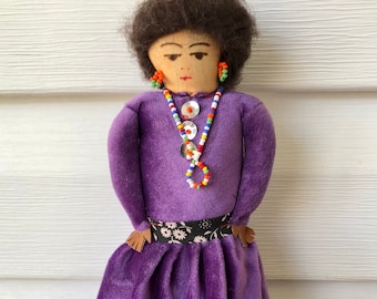 Vintage Navajo Folk Doll, Navajo Woman Doll, Grandmother Doll, Handmade Fabric Doll, Artist Cloth doll