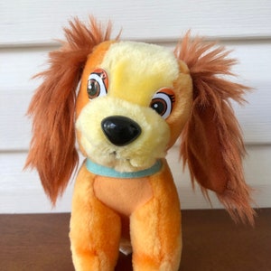 Cachorro de pelúcia vintage da Dama e o Vagabundo, produções Disney, fabricado na Coreia, cachorro de pelúcia Lady Spaniel, personagem Disney