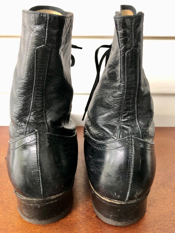 Edwardian Leather Lace-Up Boots Women's Black Lea… - image 4