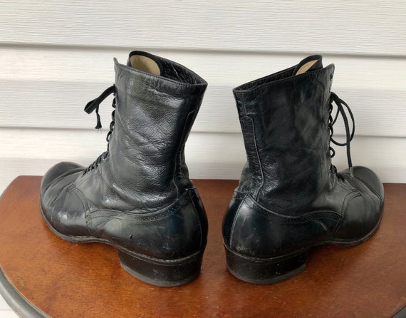 Edwardian Leather Lace-Up Boots Women's Black Lea… - image 3