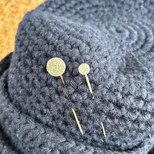 Antique Druzy Quartz Hat Pins, Stick Pins, Lapel Pins, Clear Crystal, Glittering Natural Stone, Gold Tone Silver Tone Metal