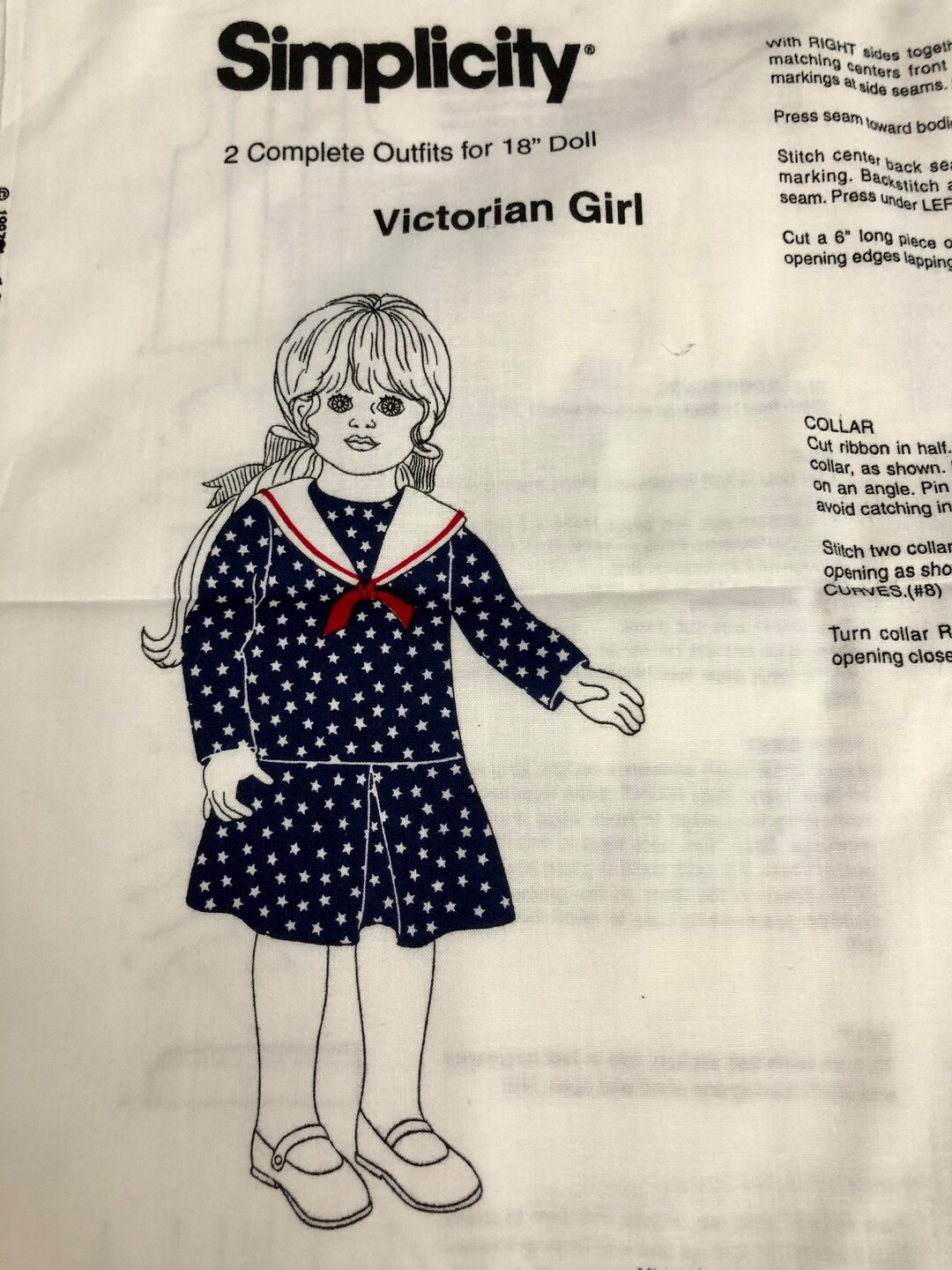 Doll Clothing Fabric Patterns 2 Simplicity Cut and Sew Fabric Etsy
