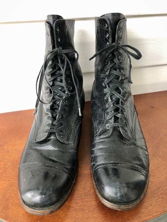 Edwardian Leather Lace-Up Boots Women's Black Lea… - image 2