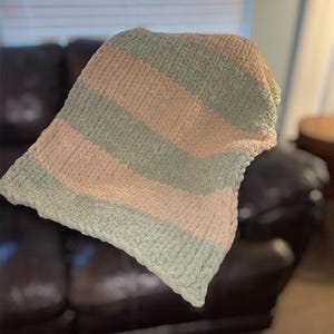 Large, Chunky, Fuzzy Hand Knit Chenille Throw Blanket (Available in a variety of colors)