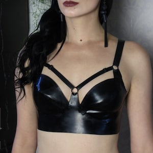 Latex chest harness bra