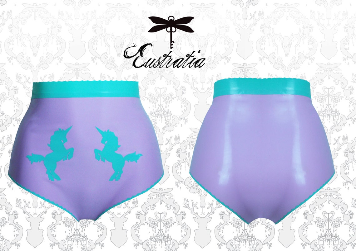 Latex High Waist 50s Style Unicorn Panties Etsy