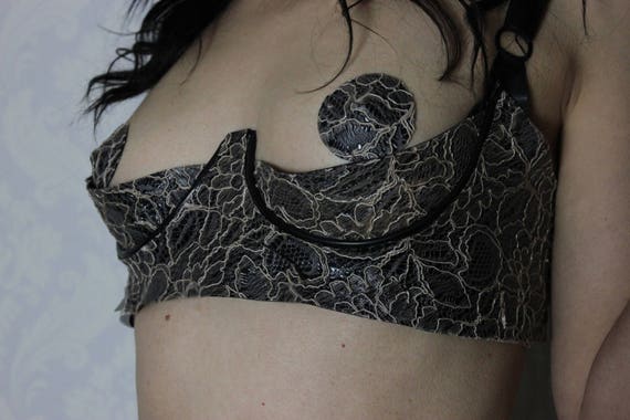 Latex-lace Quarter Cup Bra 