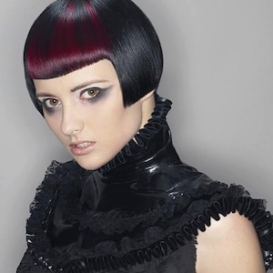 Latex High Neck Bib Collar: Mini Ruff Lace Trim