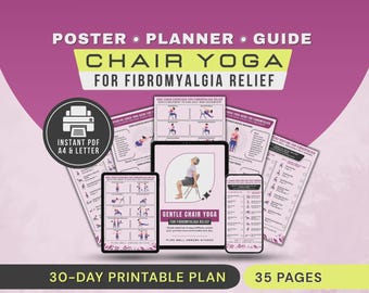 Yoga en silla para la fibromialgia, el dolor lumbar, la rigidez muscular: ejercicios y estiramientos (guía en PDF).