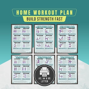 Home Workout Plan Poster, Hantel & Körpergewichts-Übungen für Anfänger, Männer, Frauen PDF Übungstabelle