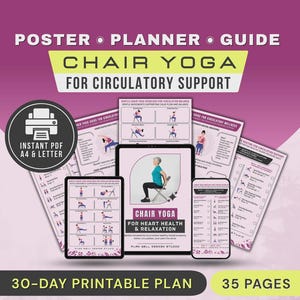 Chair Yoga for Healthy Blood Pressure, Circulation Support, Anxiety Care 30-Day Plan PDF