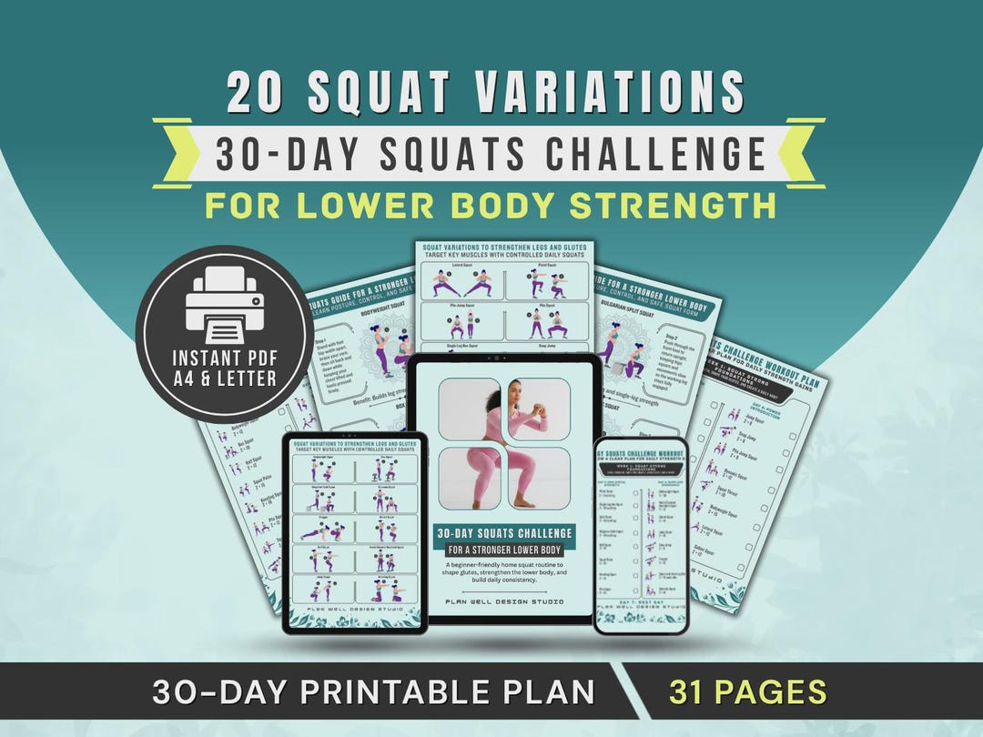 Squat Everyday Program.pdf 30-day Squats Challenge, Strengthen Lower Body, Butt Lift Exercises ...