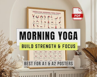 Morning Yoga Poses Poster, Beginner Yoga Flow Routine, Planner Tracker Exercise Chart PDF