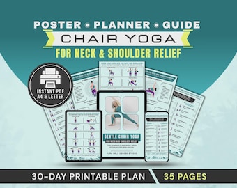 Chair Yoga for Neck and Shoulder Pain Tension, Stiffness Relief Stretches & Exercises Printable PDF