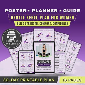 Kegel Exercise Chart for Women, Pelvic Floor Workout Printable Poster, Bladder Control & Strength Guide