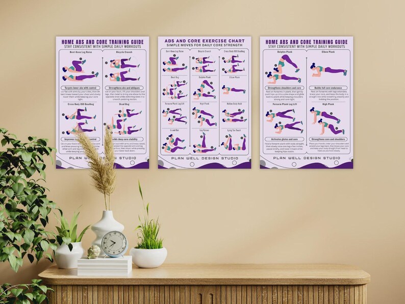 Javorek Abs.pdf Abs & Core Exercises Poster Workout Chart Printable PDF, Ab Training ...